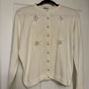 Vintage Blair Women's Ivory Cardigan with Sequin Accents